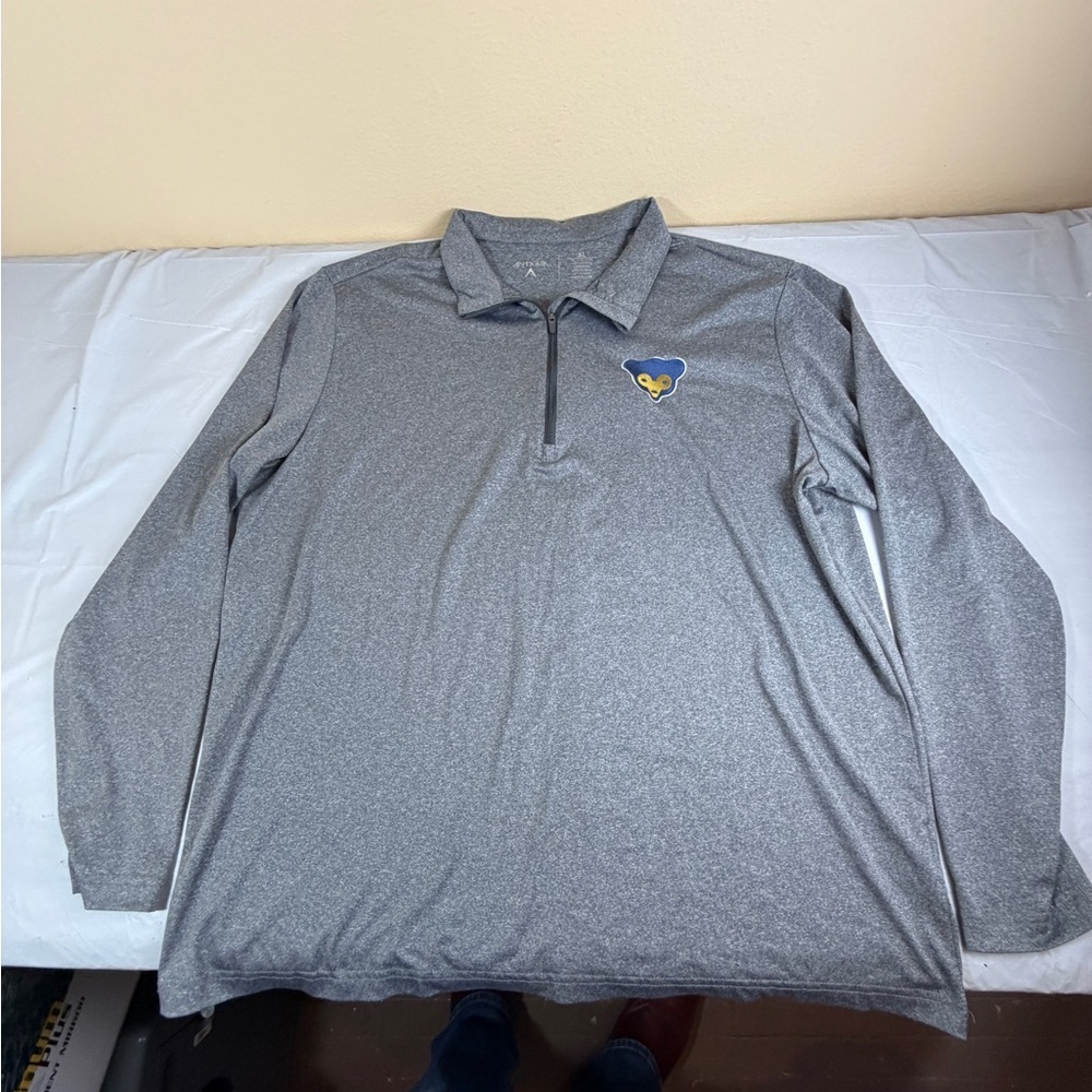 Antigua Chicago Cubs Gray Long‎ Sleeve Polo Shirt